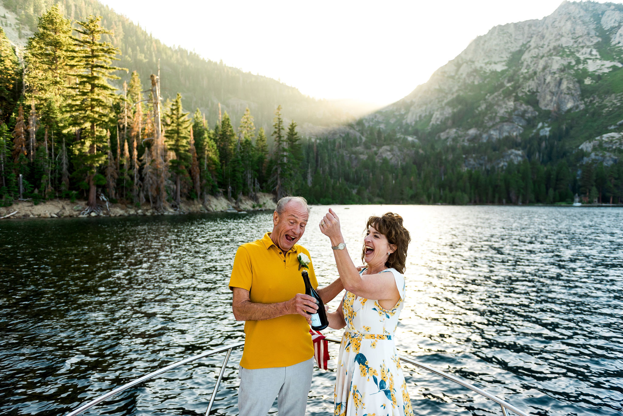 Elope in Emerald Bay on a boat