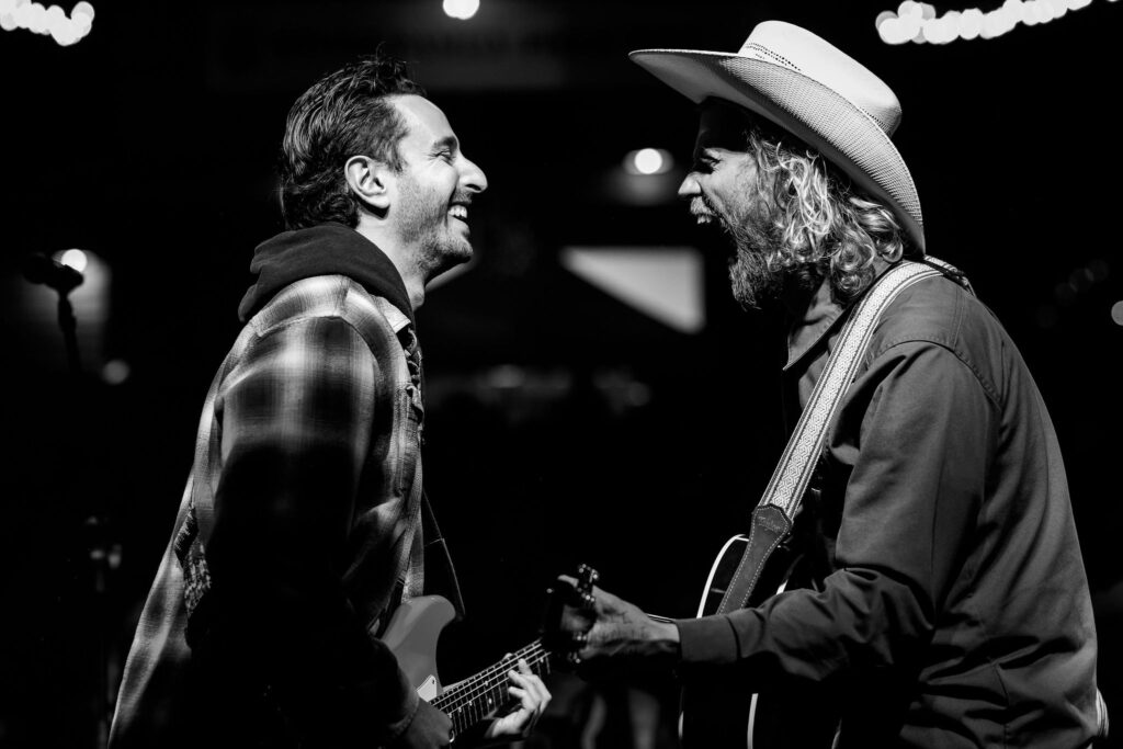 Jesse Gold and Allen Stone on stage at Stone Family Field Trip at the Zephyr Lodge Liberty Lake.