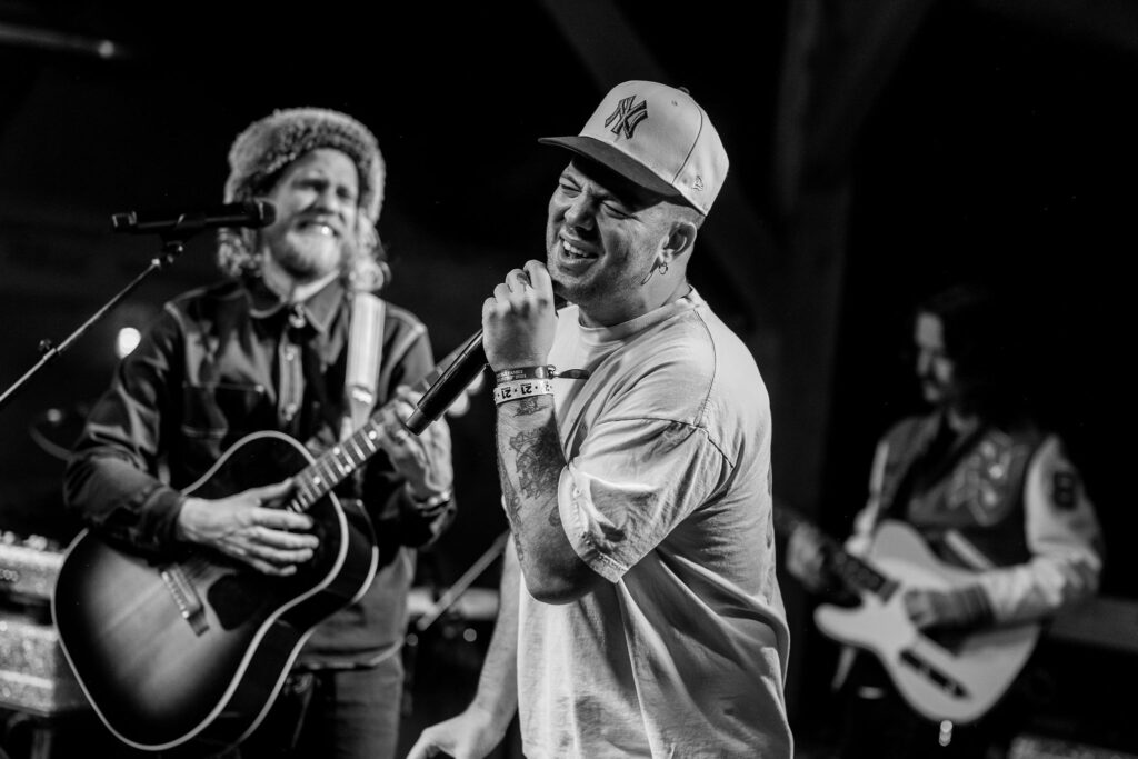 Mac Ayres and Allen Stone on stage at Stone Family Field Trip at the Zephyr Lodge Liberty Lake.