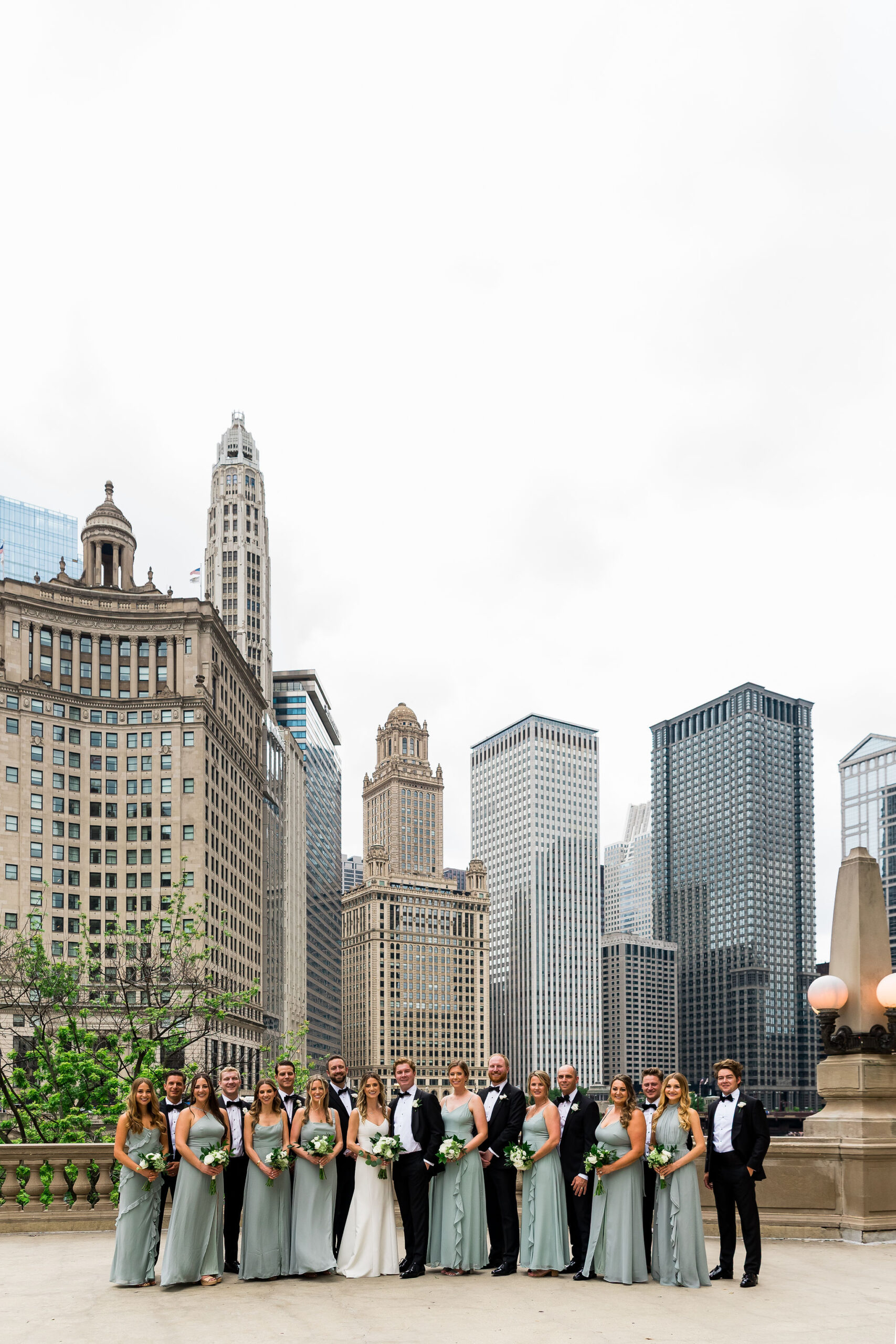 Chicago-Wedding-Photographer-430 Chicago wedding party at the Wrigley Building