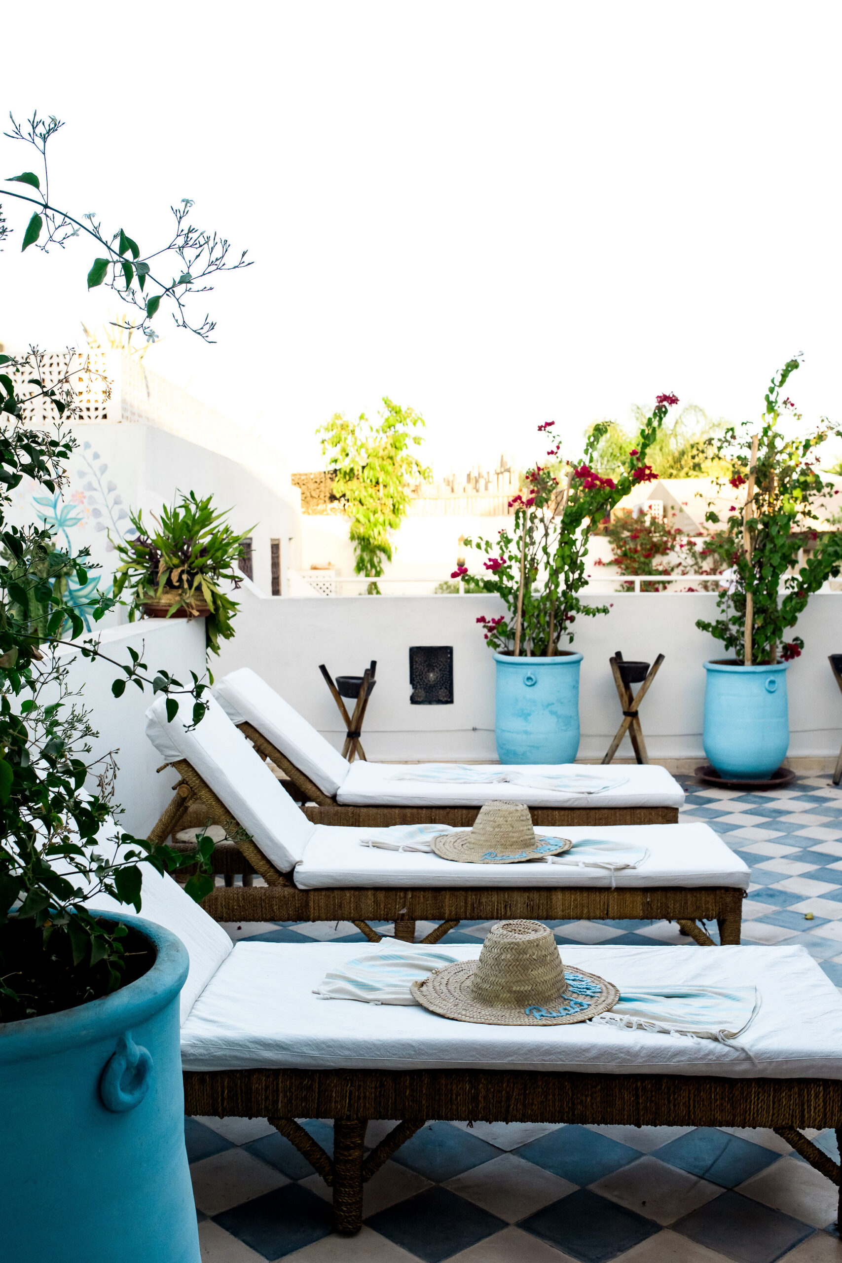 Lounge chairs on a patio